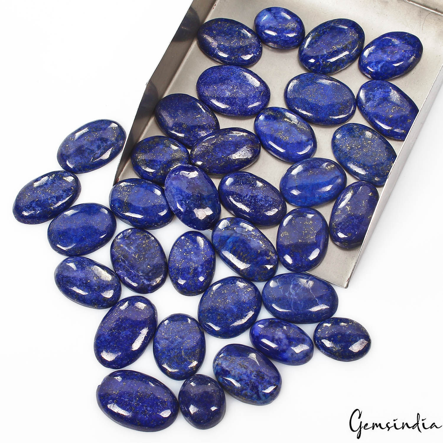 700 Ct/34 Pcs Natural Blue Lapis Lazuli Gold Flecks Mix Cab Loose Wholesale Gems
