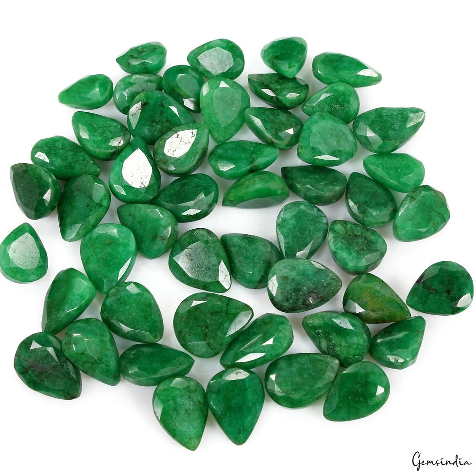 Thumbnail: 50 Pc Natural Brazilian Green Emerald 12-17mm Pear Cut Certified Loose Gemstones