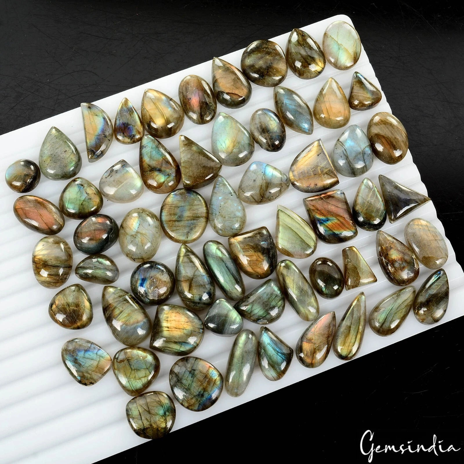 800 Ct Natural Multi Flash Labradorite loose Cabochon Mix Gemstone Wholesale Lot