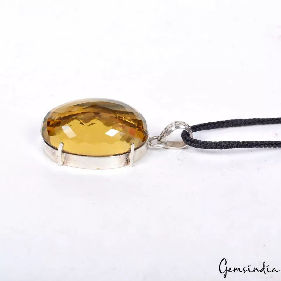 Miniatura: AAA+ Citrine Gemstone Handmade 925 Sterling Silver Jewelry Oval Pendant 16.36 Gm