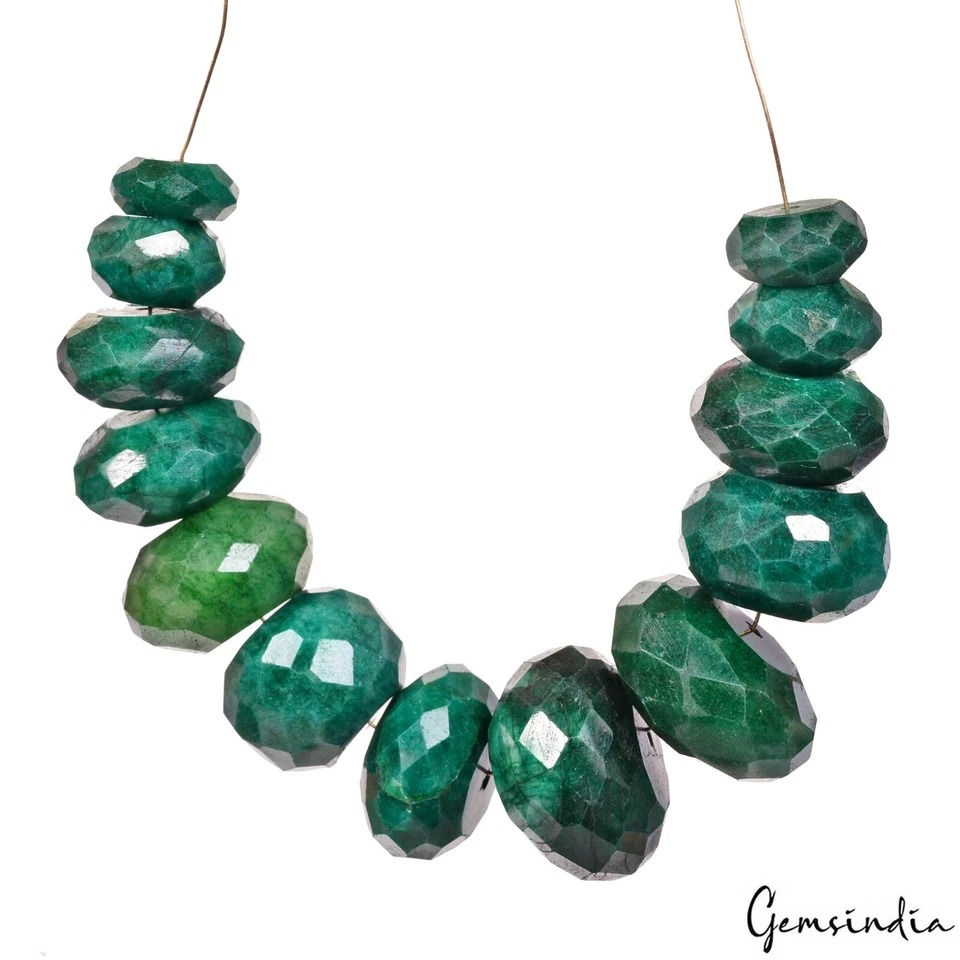 Thumbnail: 95 Pcs Green Emerald Round Cut Drilled Beads 10-20mm Loose Gemstones Lot~1500 Ct