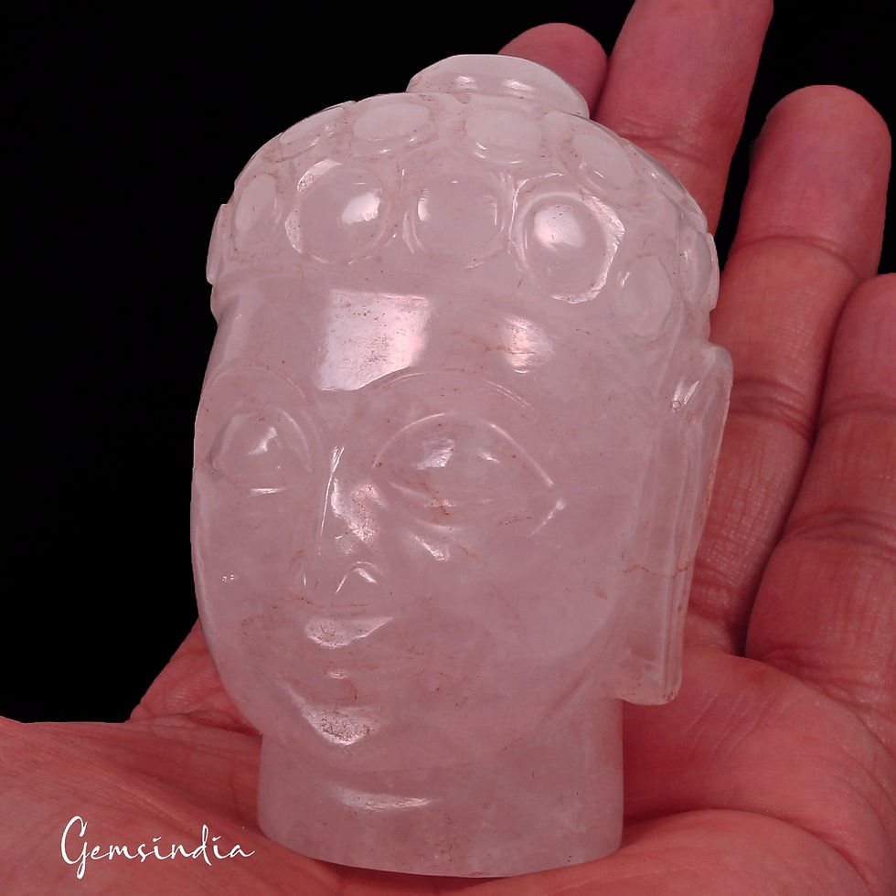 Thumbnail: 2.8" Natural Pink Rose Quartz Crystal Healing Buddha Head Gems Carving Statue