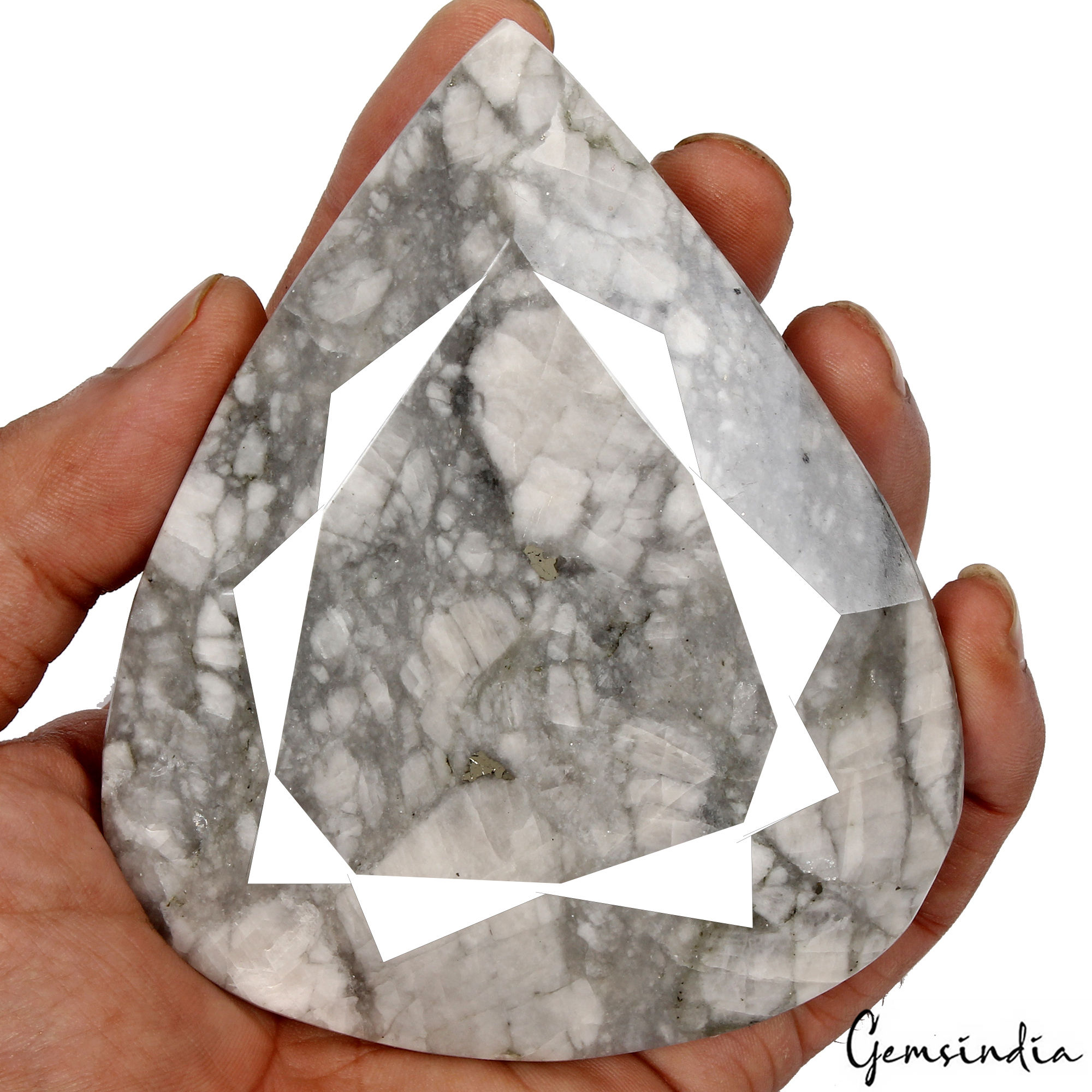 2480 Ct. Natural White Howlite Pear Faceted Loose Untreated Earth Mined Gemstone