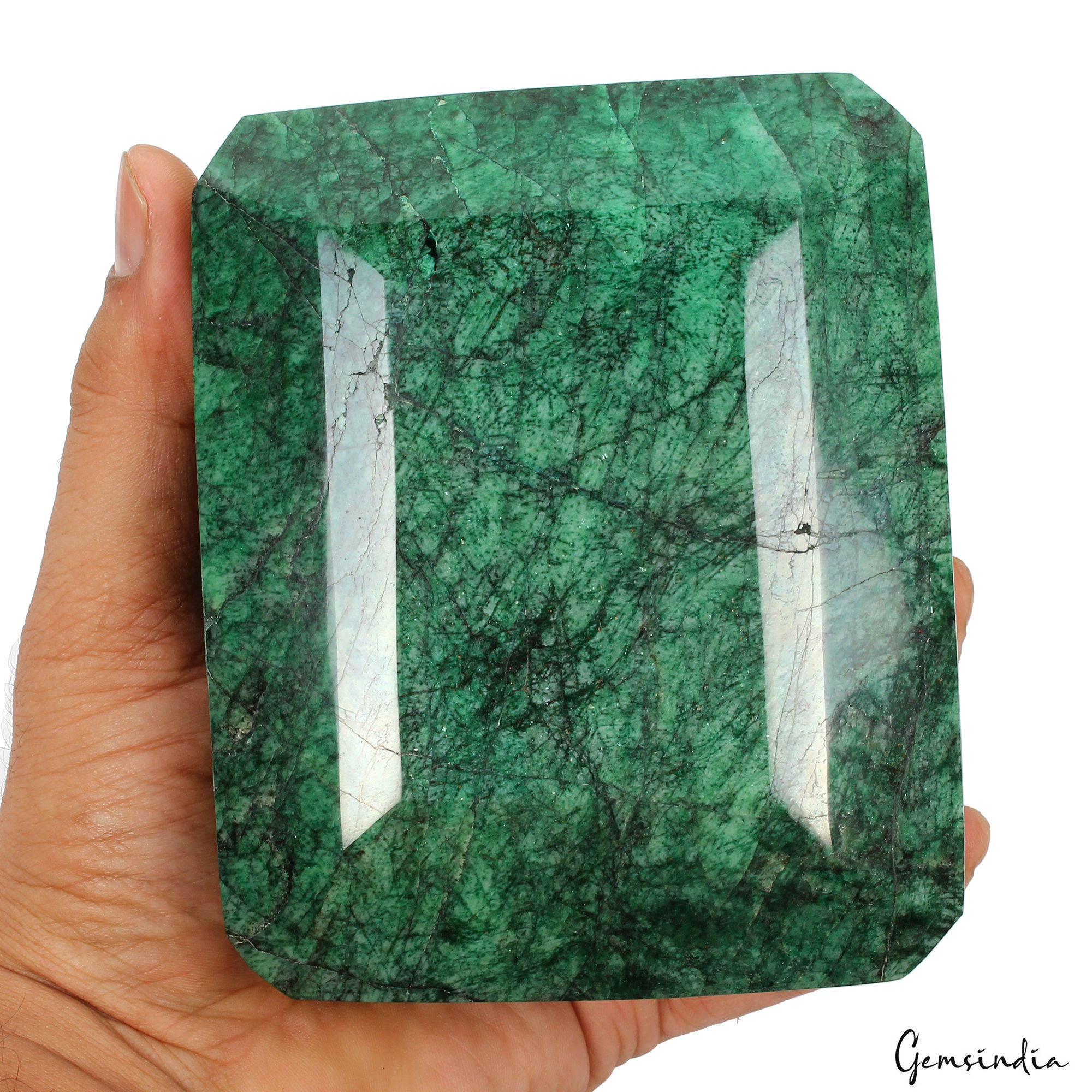 Huge 2 Kilo Natural Green Emerald Octagon Cut Earth mined Loose Gemstone, Brazil