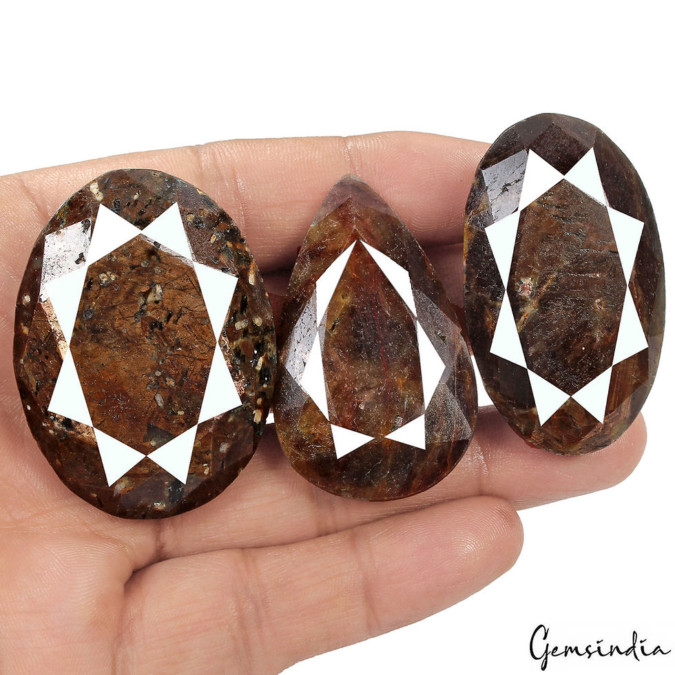 Miniature : 770 Ct Natural Brown Golden Sapphire Mix Faceted Earth Mined Gemstone Lot 3 Pcs