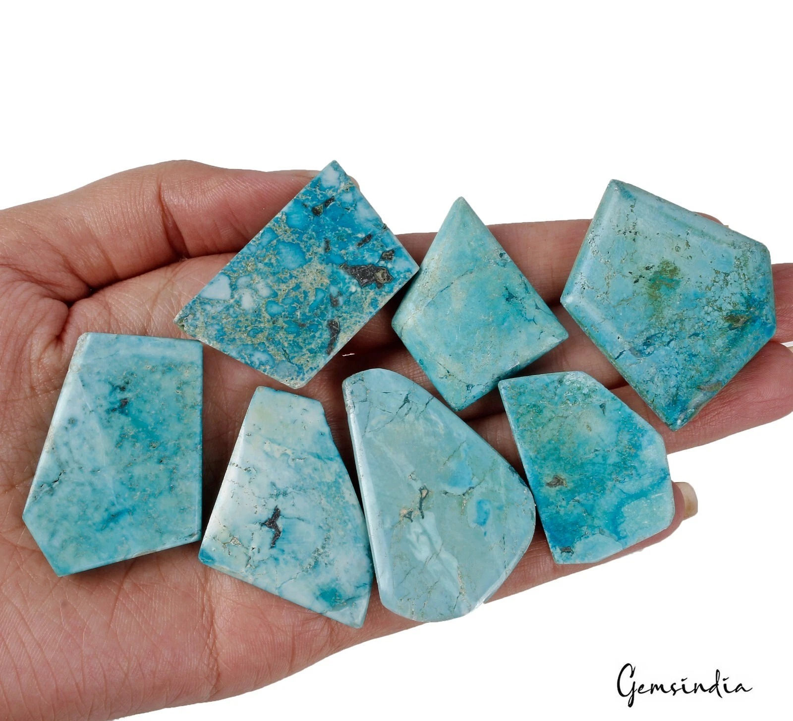 460 Ct Natural Treated & Stabilized Turquoise Mix Cabochon Loose Gems Lot 7 Pcs