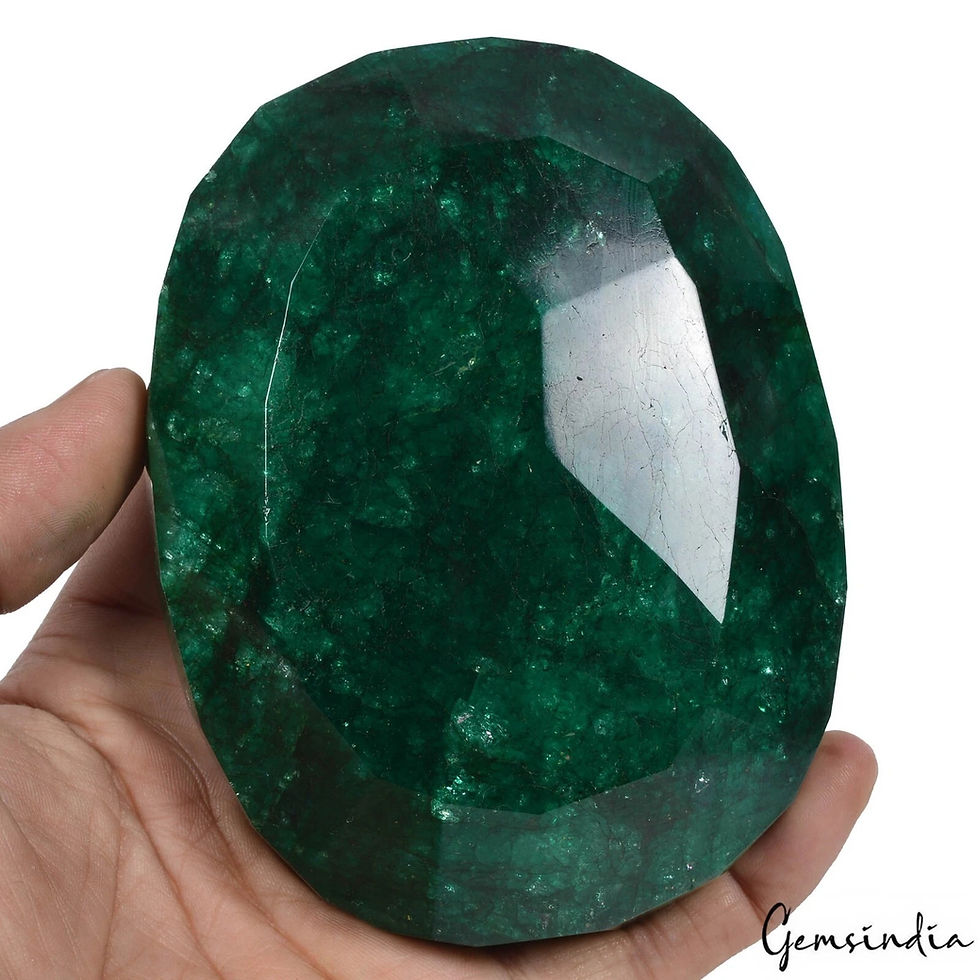 Thumbnail: 3180 Ct Natural Dark Green Brazilian Emerald Oval Cut Faceted Earth Mined Gems