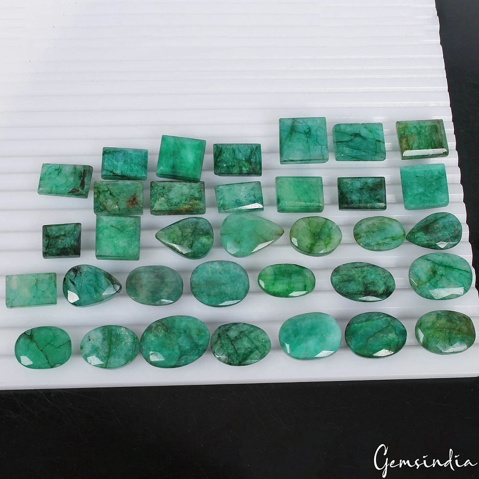 Miniatura: 34 Pcs Natural Green Emerald From Brazil 10-15mm Loose Mix Cut Gemstones~500 Ct