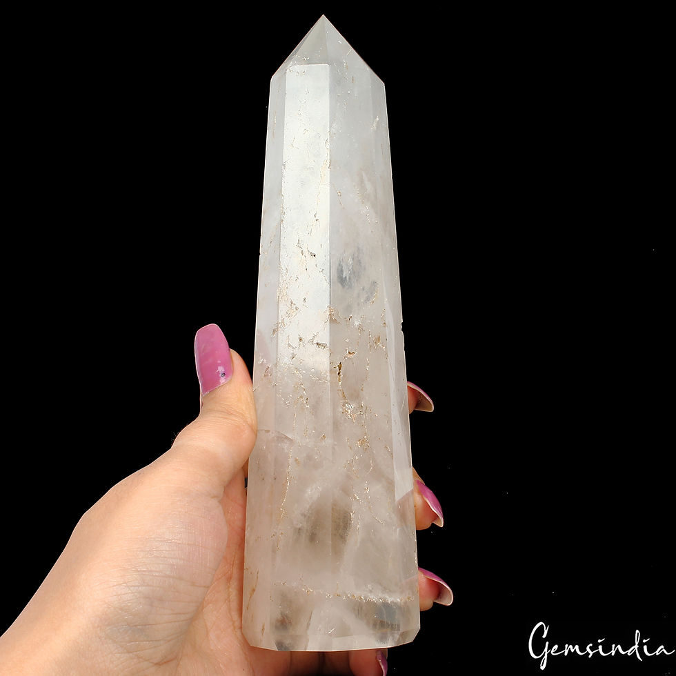 Thumbnail: 560 Gram Natural clear quartz obelisk crystal tower wand point healing Homedecor