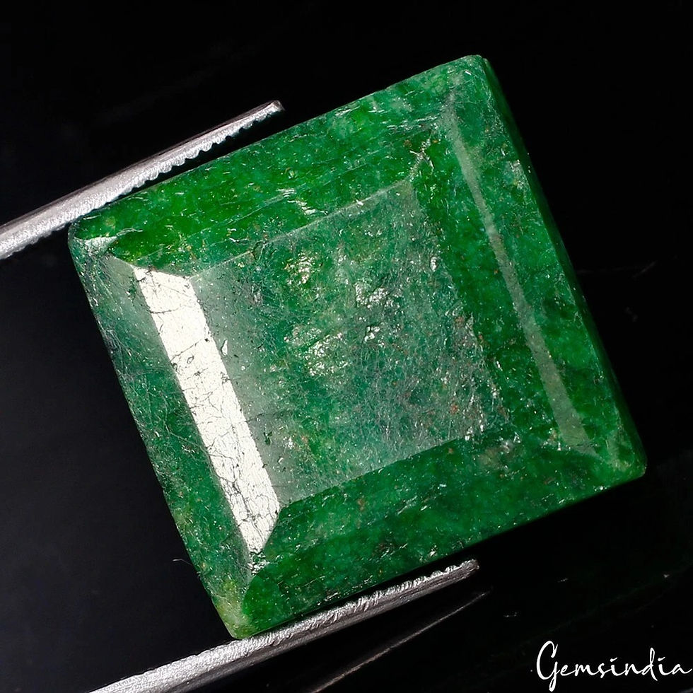 Thumbnail: Certified 27 Cts Natural Brazilian Top Green Emerald Square Cut Gem For Pendant