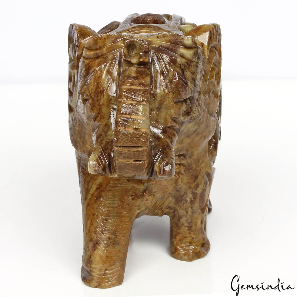 サムネイル： 1430 Ct Soapstone Carved Elephant - Baby Inside Mother's Tummy Sculpture/Statue