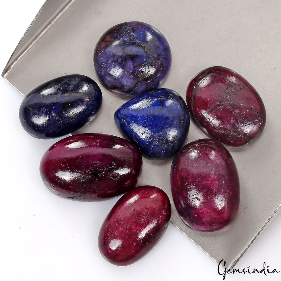 サムネイル： 365 Ct Natural Ruby Sapphire Mix Cab Loose 21-28mm Gemstones For jewelry/7 Pcs