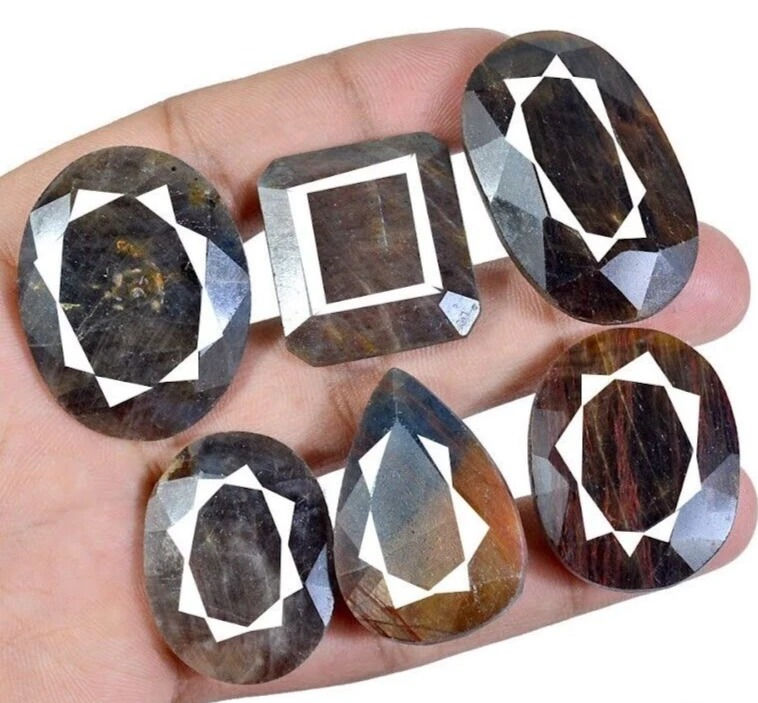 500 Cts/6 Pcs Natural Untreated Bi Color Sapphire Mixed Cut Loose Wholesale Gems