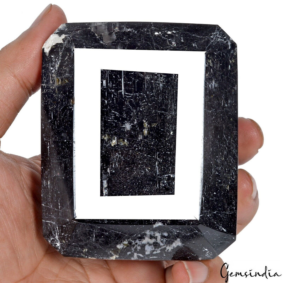 Miniaturbild: 750 Gram Natural Rare Black Tourmaline Emerald Cut Earth Mined Huge Gemstone