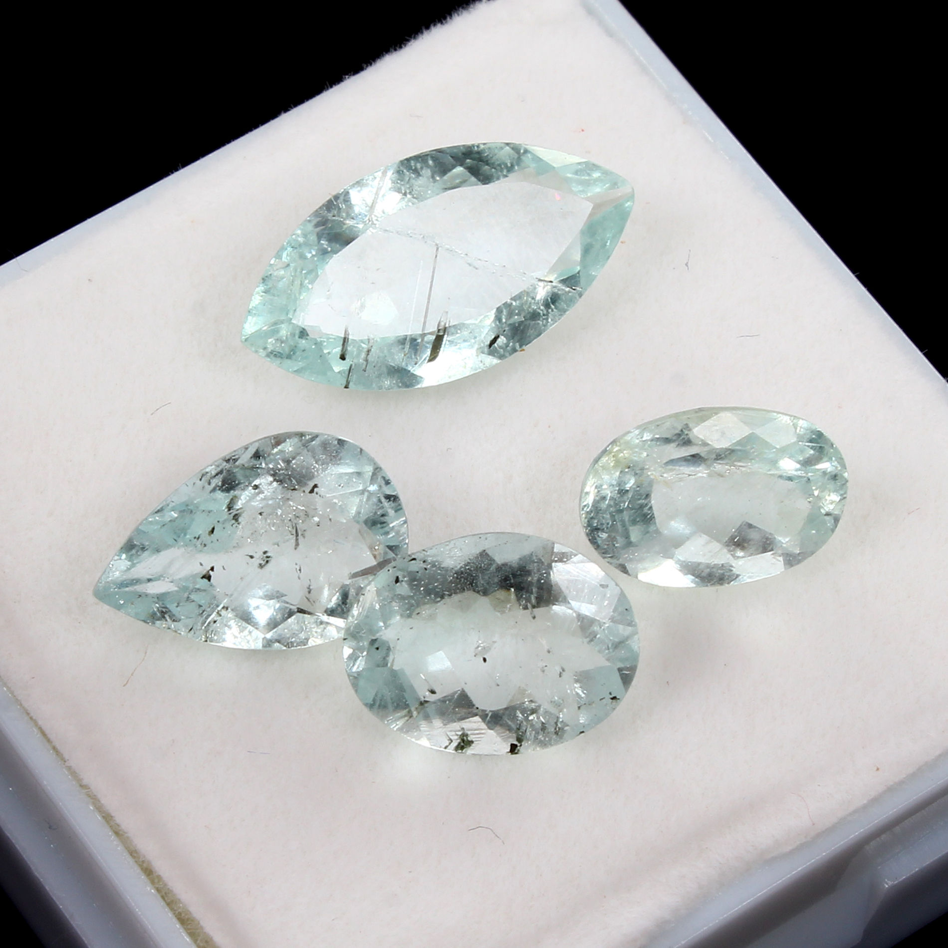 4 Pc Natural Blue Aquamarine Mix Cut Loose Unheated 10-16mm Gemstones~ 11.00 Ct