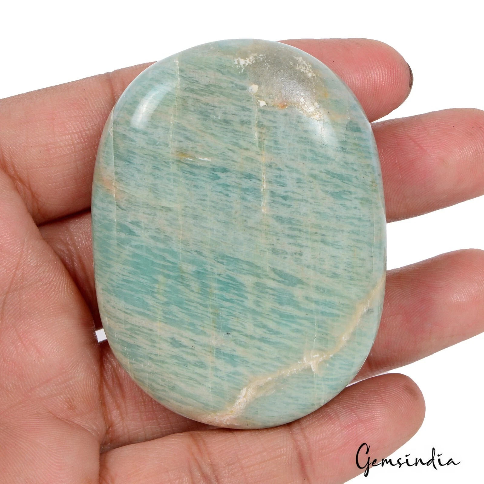 520 Cts Natural Untreated Blue Amazonite Crystal Mineral Palmstone Reiki Healing