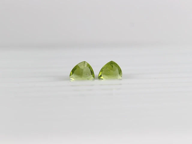 Thumbnail: Certified 3.50Ct Natural Green Peridot Gem Trillion Cut Matching Pair For Earing