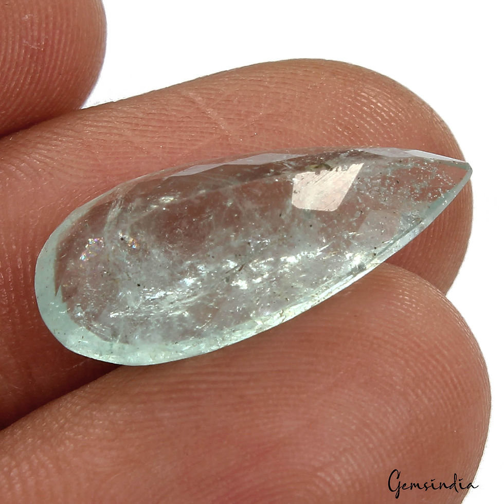 Thumbnail: 8.50 Ct Natural Untreated Aqua Green Aquamarine Pear Cut Faceted Loose Gemstone