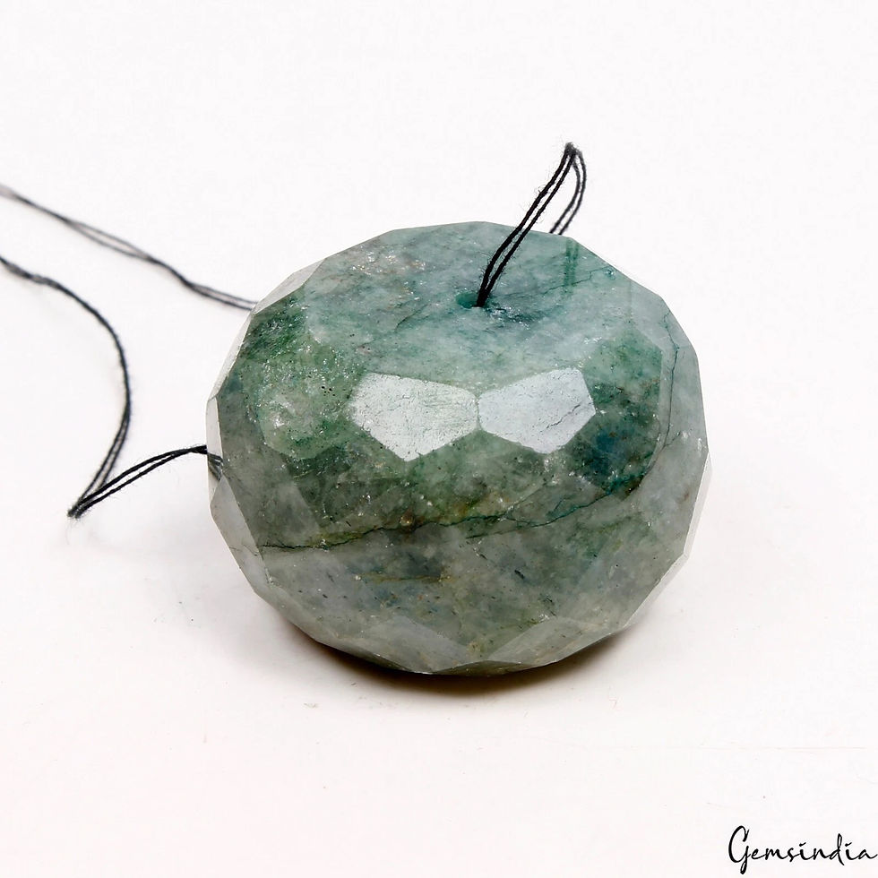 Thumbnail: 173.00 Ct Natural Green Brazilian Emerald Round Cut Center Drilled Loose Gems