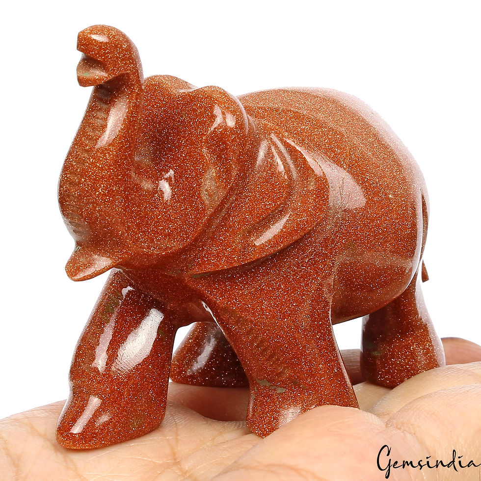 Thumbnail: 650 Ct Handmade Natural Brown Sunstone Baby Elephant Statue Sculpture ~2.1" tall