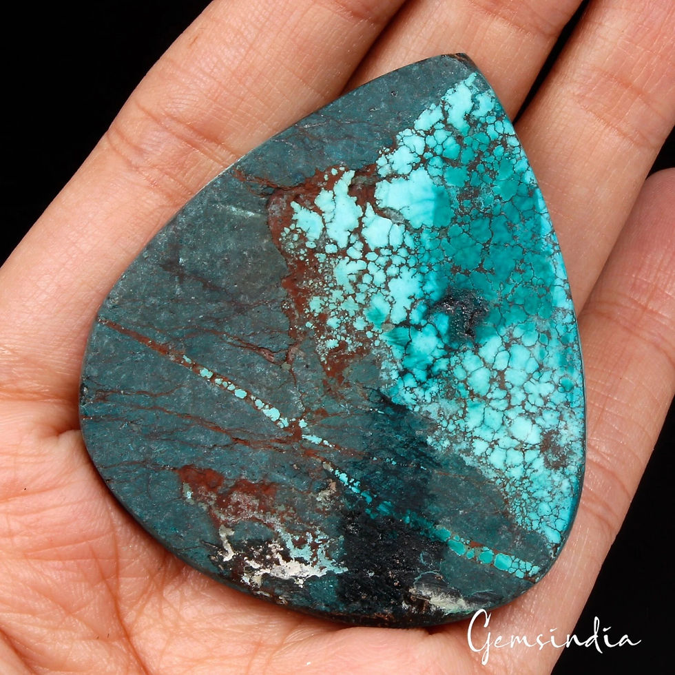 Thumbnail: 138.90 Cts Natural Arizona USA Spiderweb Blue Turquoise Pear Cab Huge Loose Gem