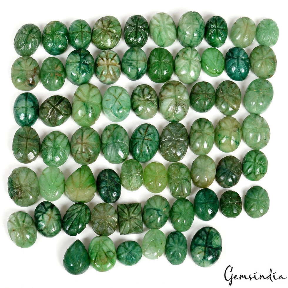 560 Cts/64 Pcs Natural Brazilian Green Emerald Mixed Carved Loose Wholesale Gems