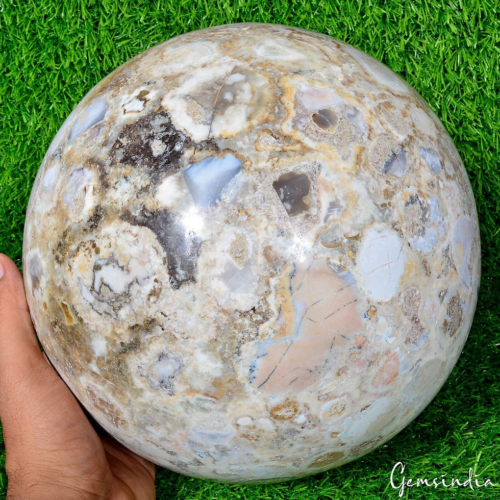 Miniatura: 17.7 Kg Natural Untreated Bi Color Ocean Jasper Huge Gem 9" Crystal Sphere/Ball