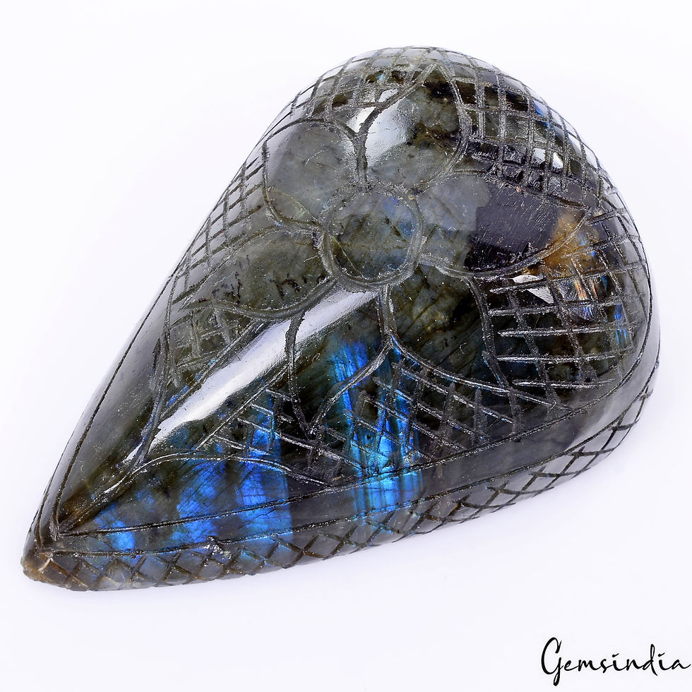 850Ct Natural Untreated Blue Shine Labradorite Pear Carving Earth Mined Gemstone
