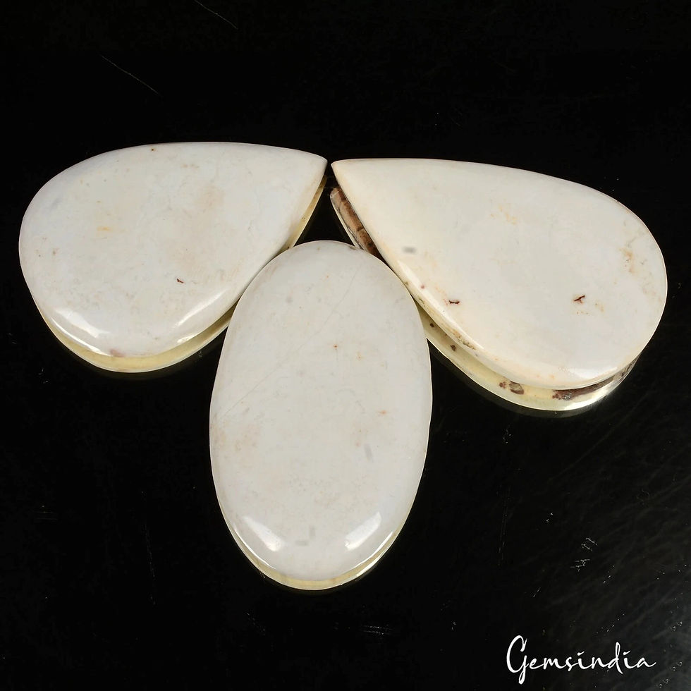 Thumbnail: 418.15 Cts/3 Pcs Natural White Buffalo Turquoise Mix Cab 56-63mm Loose Gems Lot