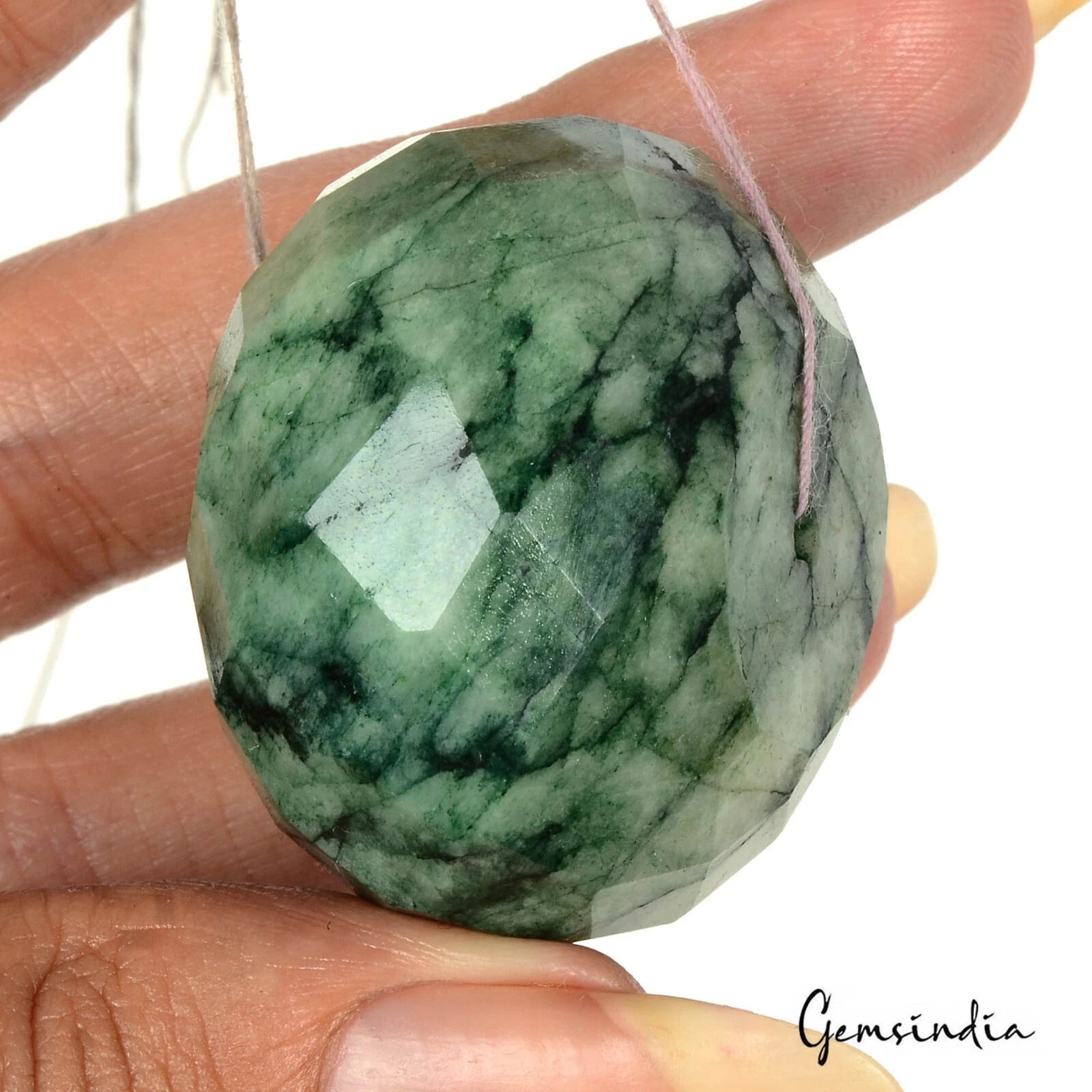 240.00 Ct Natural Green Brazilian Emerald Round Checker Cut Bead Loose Gemstone