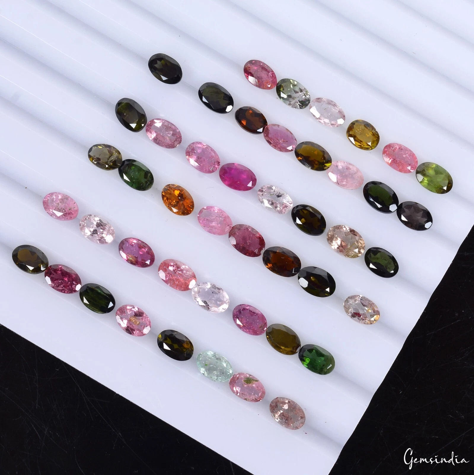 VVS 46 Pcs Natural Multi Tourmaline 6x4mm Oval Cut Loose Untreated Gemstones Lot