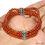Thumbnail: Hessonite Garnet Rondelle Cab Gemstone Beads Stretchable 3 Strand Bracelet 6.5"