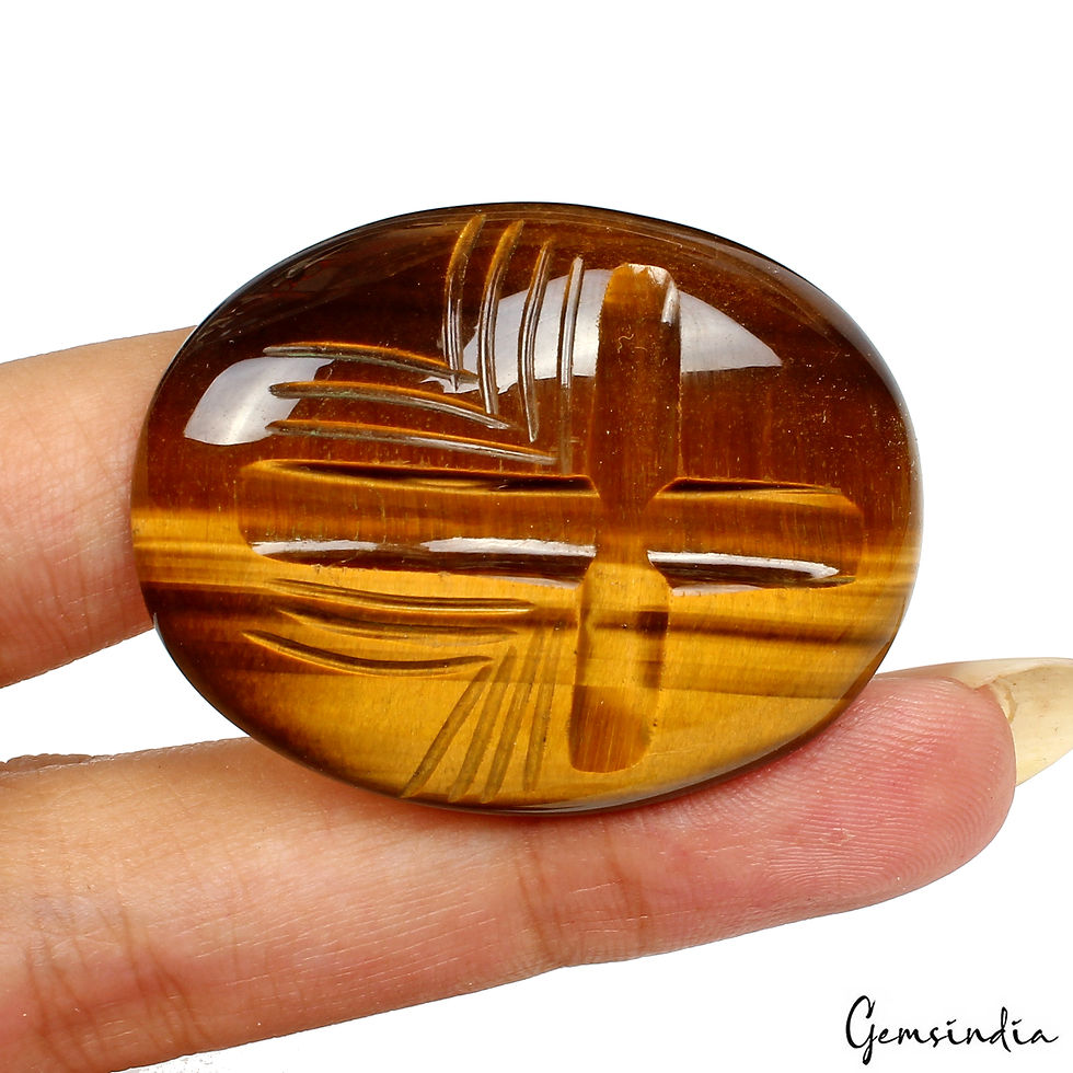 74.70 Ct Natural Fire Tiger Eye Oval Shape Hand Carved Gems For Pendant Jewelry