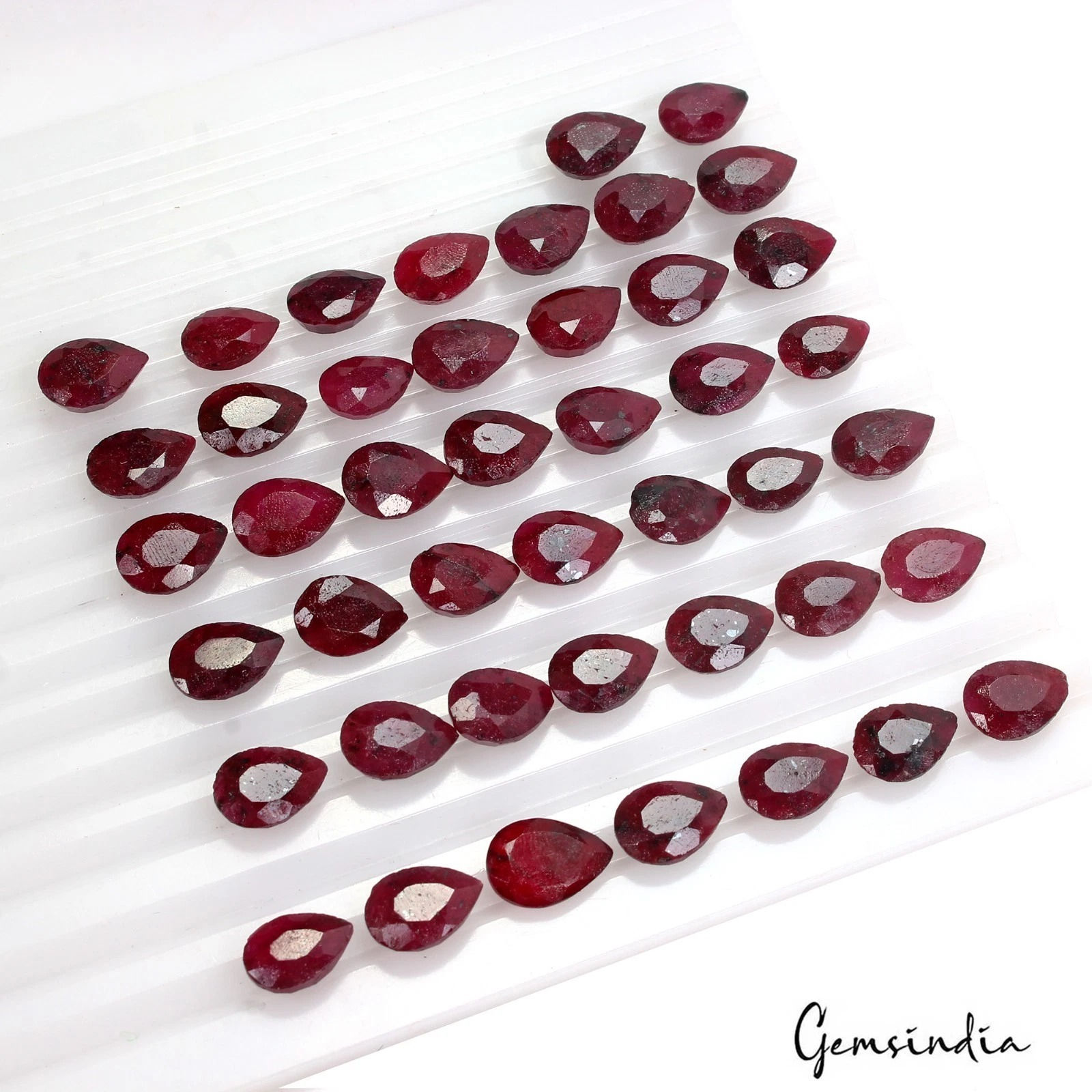 269.30 Ct Natural Red Ruby Pear Cut Faceted Loose Wholesale Gemstone Lot 44 Pcs