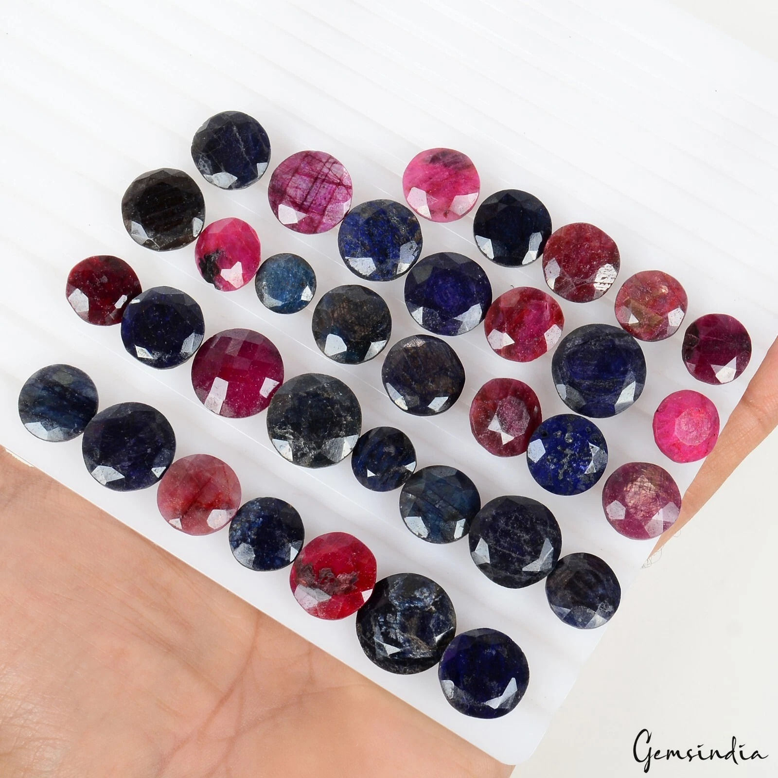 400 Ct/35 Pc Natural Ruby Sapphire Round Cut Loose Faceted 10-15mm Gemstones Lot