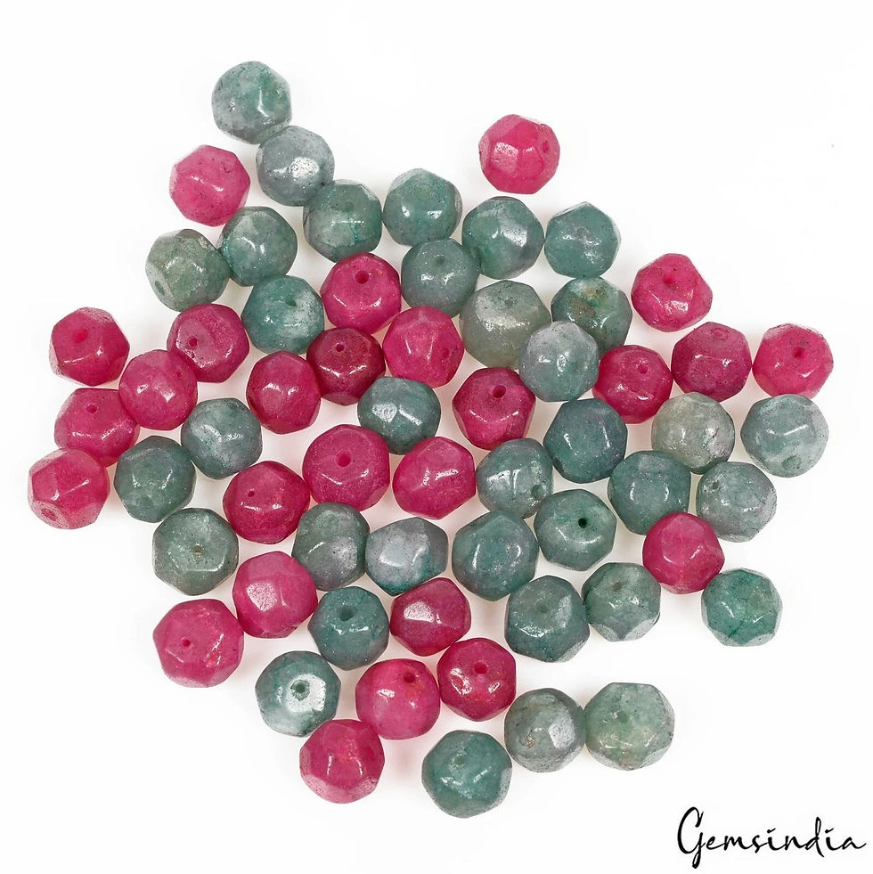 Thumbnail: 200 Cts/64 Pcs Natural Red Green Quartz Round Cut 7mm-9mm Drilled jewelry Beads
