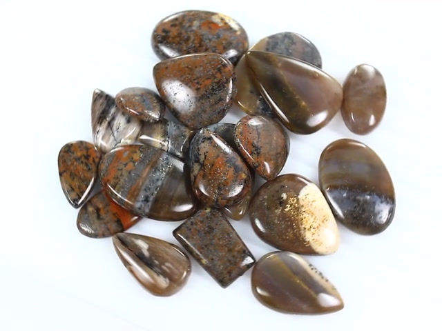 Miniaturbild: 580 Ct Natural Untreated Brown Agate Mix Cab Loose Gems Lot 19 Pcs For Jewelry