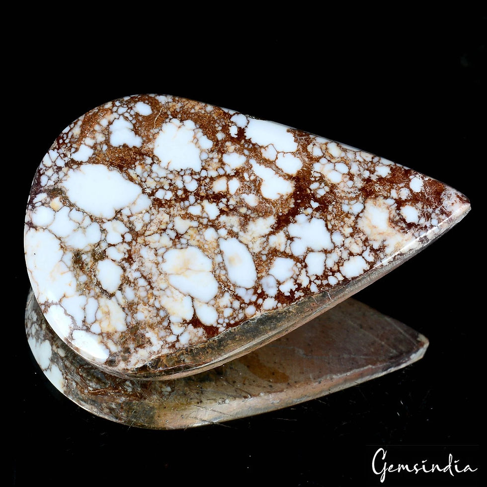 Miniatura: 245.00 Ct Natural Untreated White Buffalo Turquoise Pear Cab Pendant Size Gems