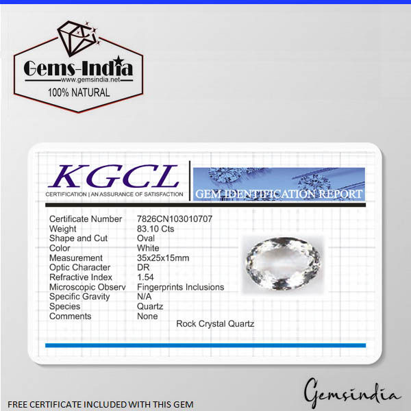 Thumbnail: Certified 83.10 Cts Natural Untreated White Quartz Crystal Oval Top Quality Gem