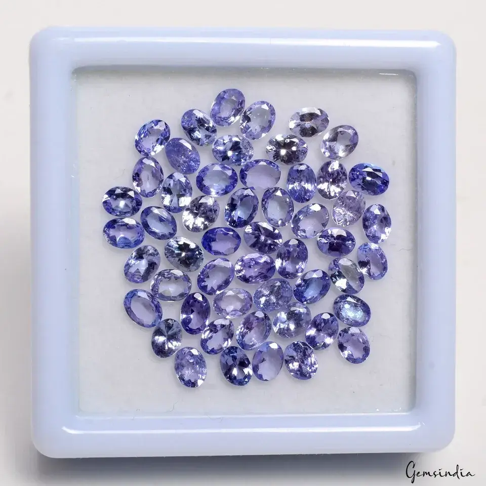 52 Pcs Natural Untreated Violet Blue Tanzanite Oval Cut 4mmx3mm Loose Gemstones