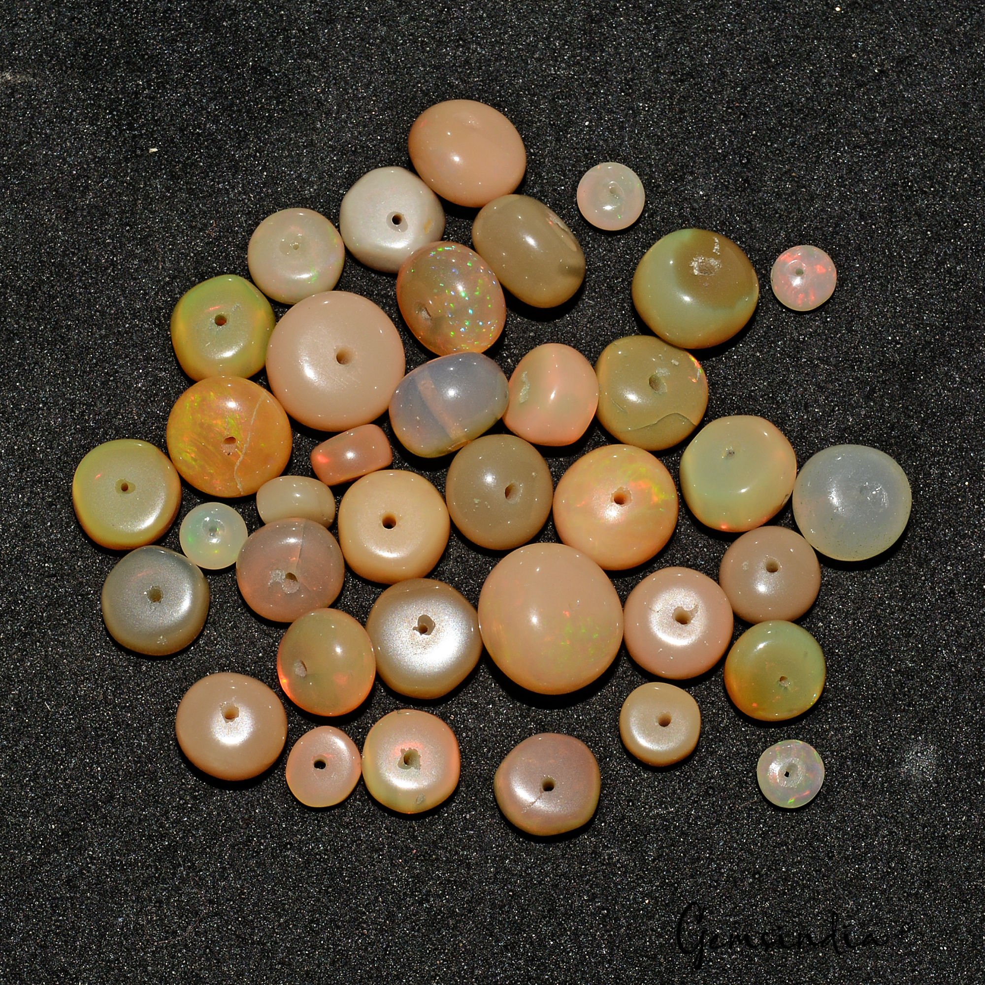 34.60 Cts/37 Pcs Natural Welo Fire Ethiopian Opal Round Cab Drilled Loose Beads