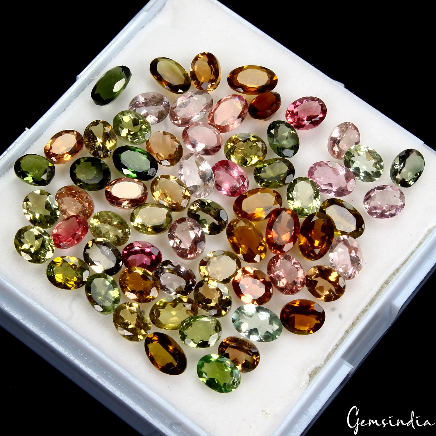 23.70 Ct Oval Natural Faceted Multi Color Tourmaline Wholesale Gemstone 63 pcs