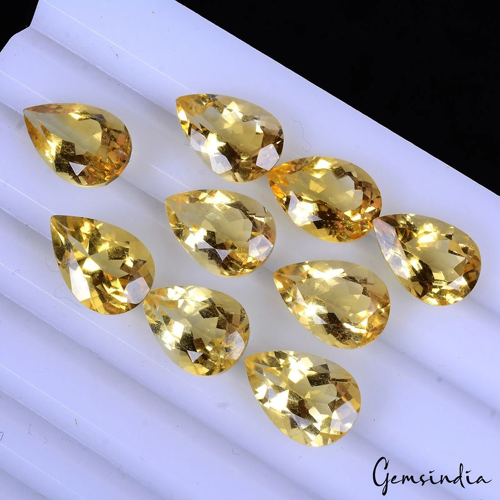 Thumbnail: Certified 34 Ct/9 Pcs Natural Untreated Yellow Citrine Pear Faceted Cut Gems Lot
