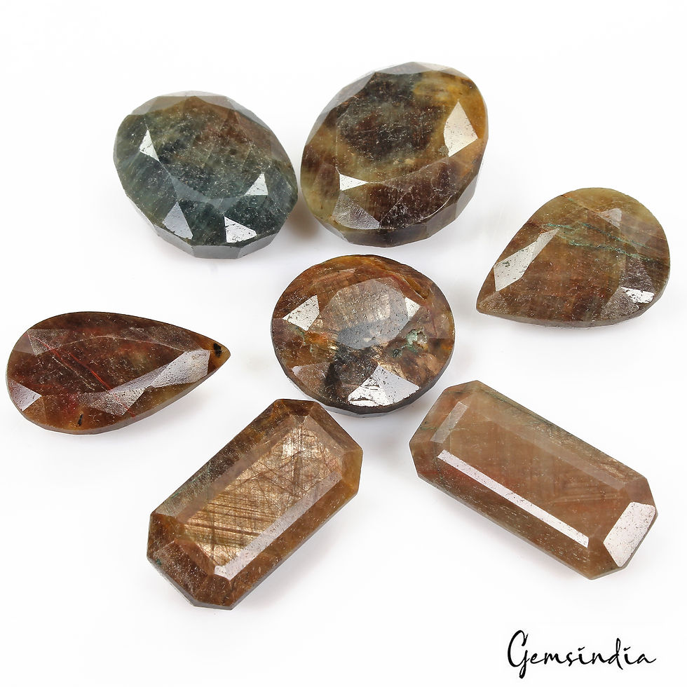 Thumbnail: 650 Cts/7 Pcs Natural Untreated Brown Sapphire Mix Faceted Cut Loose Gems Lot