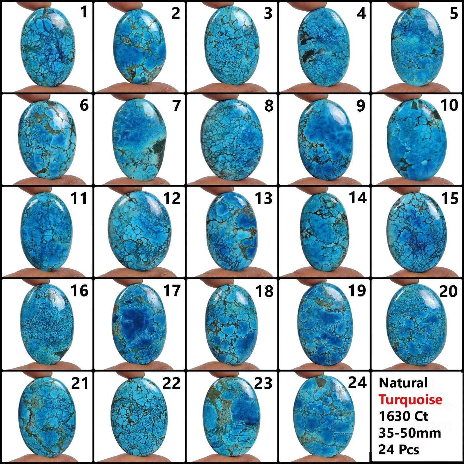 1630 Ct Natural Blue Turquoise Oval Cabochon Arizona Loose Gemstone Lot 24 Pcs