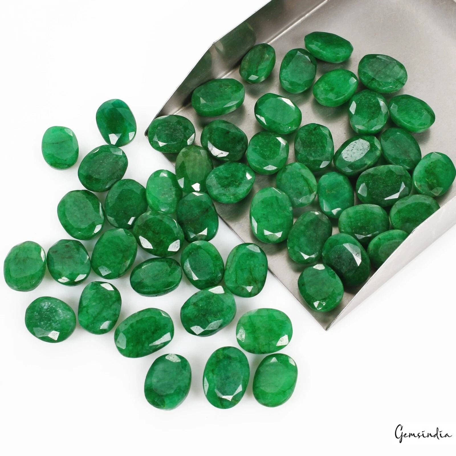 Certified 570 Ct/50 Pcs Natural Dark Green Emerald Oval Cut Loose Gems For Jewel