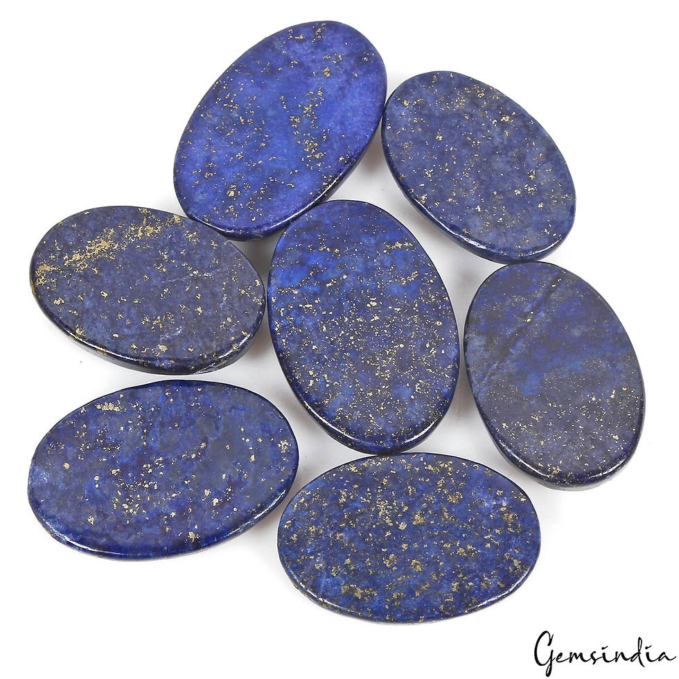 Miniature : 380 Ct/7Pcs Natural Blue Lapis Lazuli Gold Pyrite Oval Side Drill Loose Bead Gem
