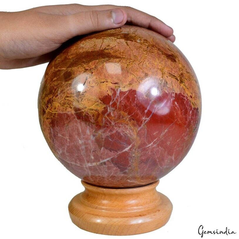 Miniatura: 4.98 Kilo/6.2 Inches Natural Smooth Red Jasper Sphere Crystal Ball Healing Decor