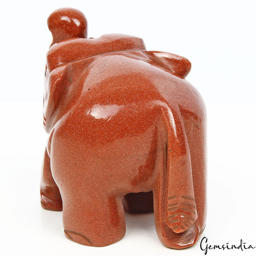 Miniaturbild: 860Ct Natural Glittering Sunstone Elephant Hand Crafted Sculpture/Home Decor Art