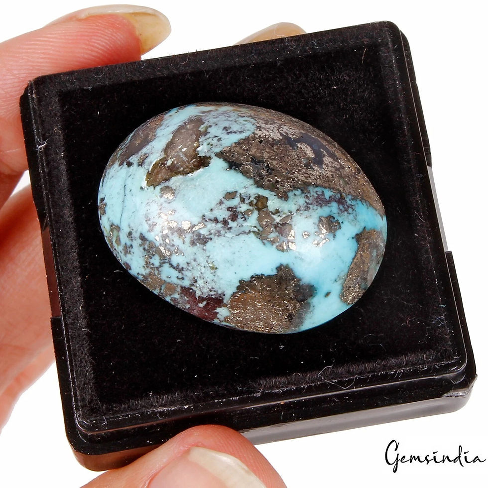 Thumbnail: 62.10 Cts Natural Untreated Copper Blue Turquoise Oval Cab Loose Gem For Pendant